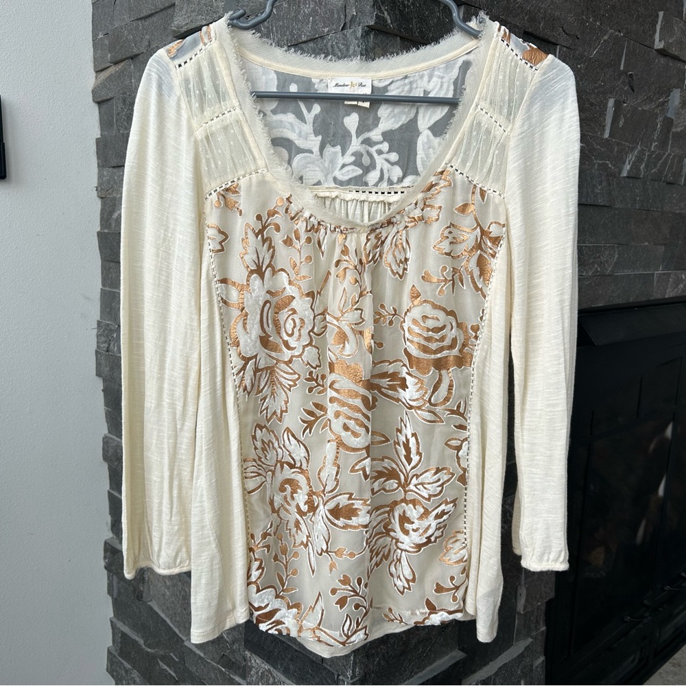 Anthropologie x Meadow Rue Mariana Burnout Velvet Top